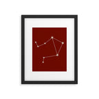 Libra Zodiac Star Constellation Line Art Ruby Red Framed Art Print Gallery Image 6
