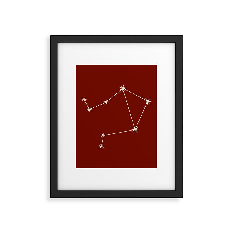 Libra Zodiac Star Constellation Line Art Ruby Red Framed Art Print Gallery Image 6