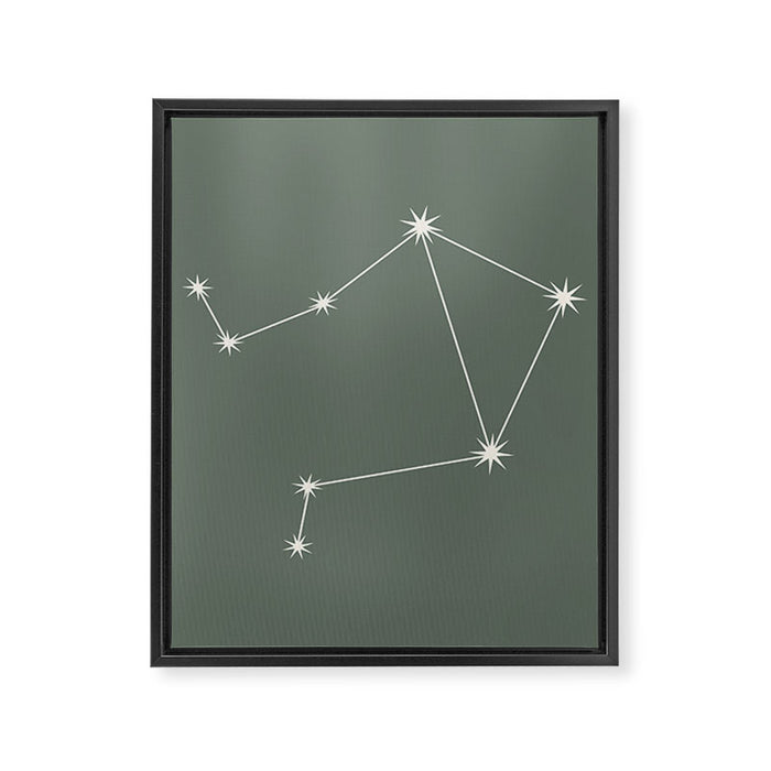 Libra Zodiac Star Constellation Line Art Sage Framed Canvas Print Gallery Image 1
