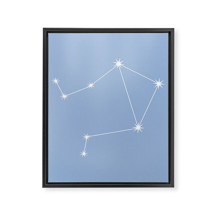 Libra Zodiac Star Constellation Line Art Sky Blue Framed Canvas Print Gallery Image 1