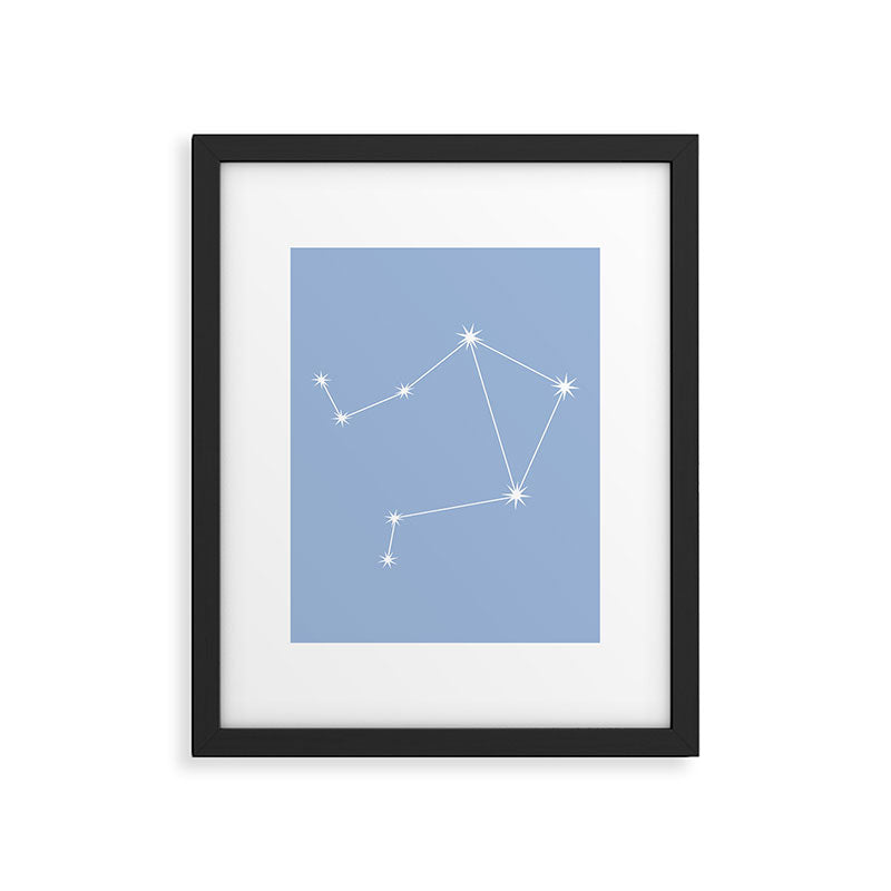 Libra Zodiac Star Constellation Line Art Sky Blue Framed Art Print Gallery Image 6