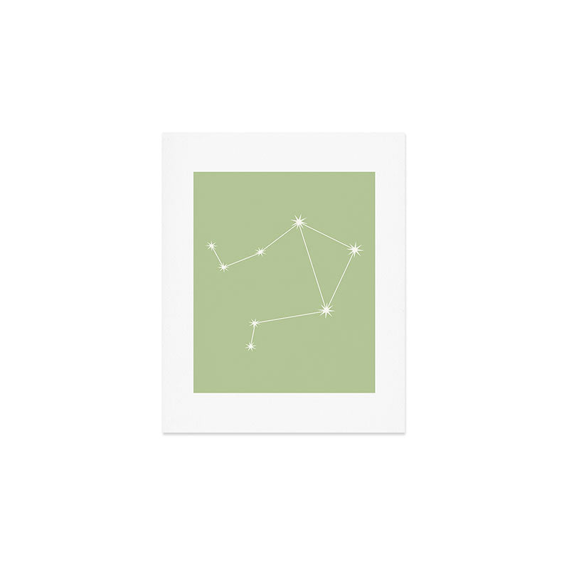 Libra Zodiac Star Constellation Line Art Soft Green Art Print Gallery Image 1