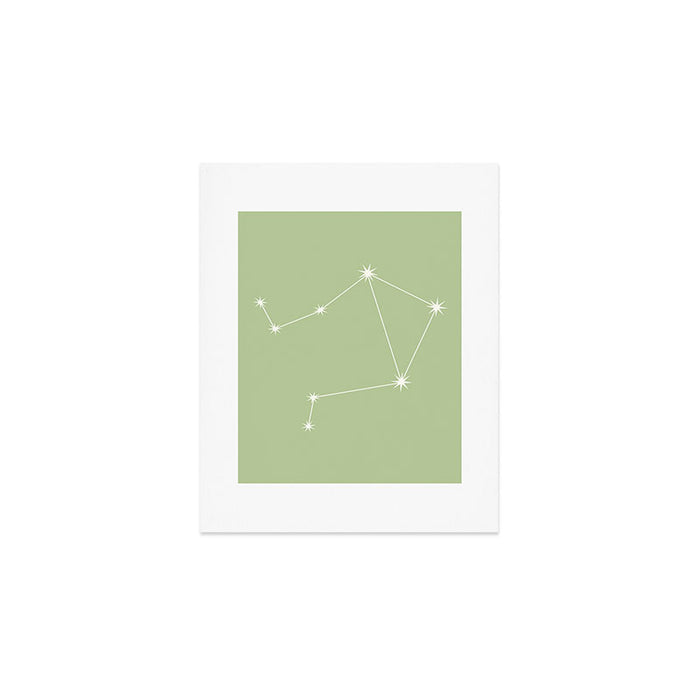Libra Zodiac Star Constellation Line Art Soft Green Art Print Gallery Image 1