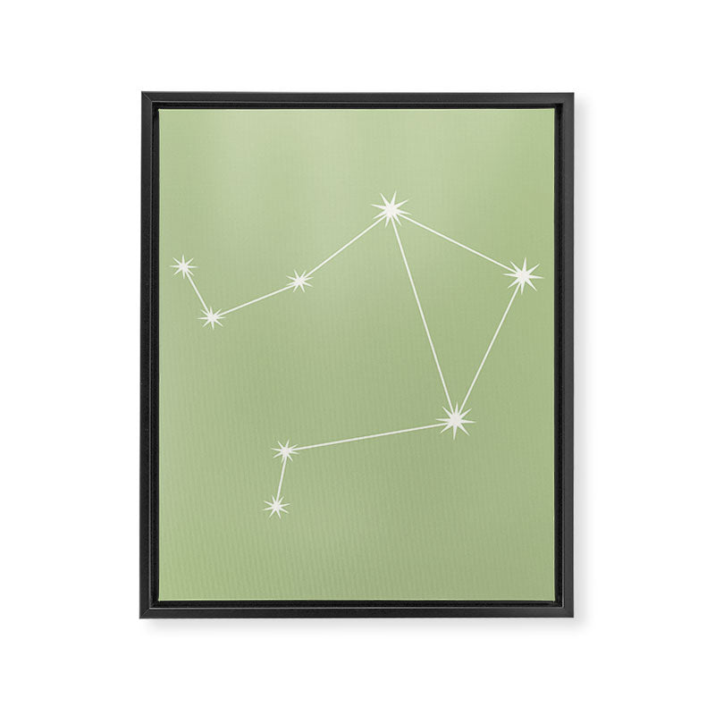 Libra Zodiac Star Constellation Line Art Soft Green Framed Canvas Print Gallery Image 8