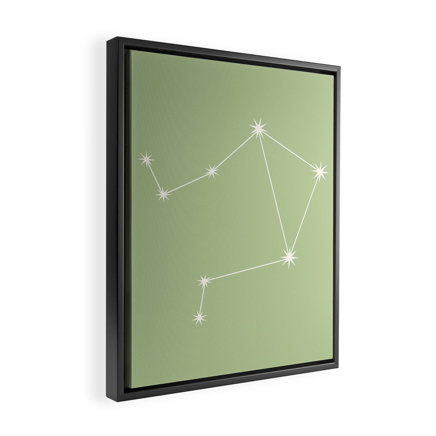 Libra Zodiac Star Constellation Line Art Soft Green Framed Canvas Print Gallery Image 2