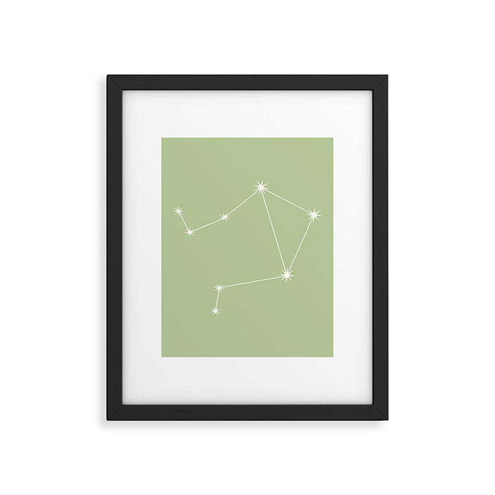 Libra Zodiac Star Constellation Line Art Soft Green Framed Art Print Gallery Image 1