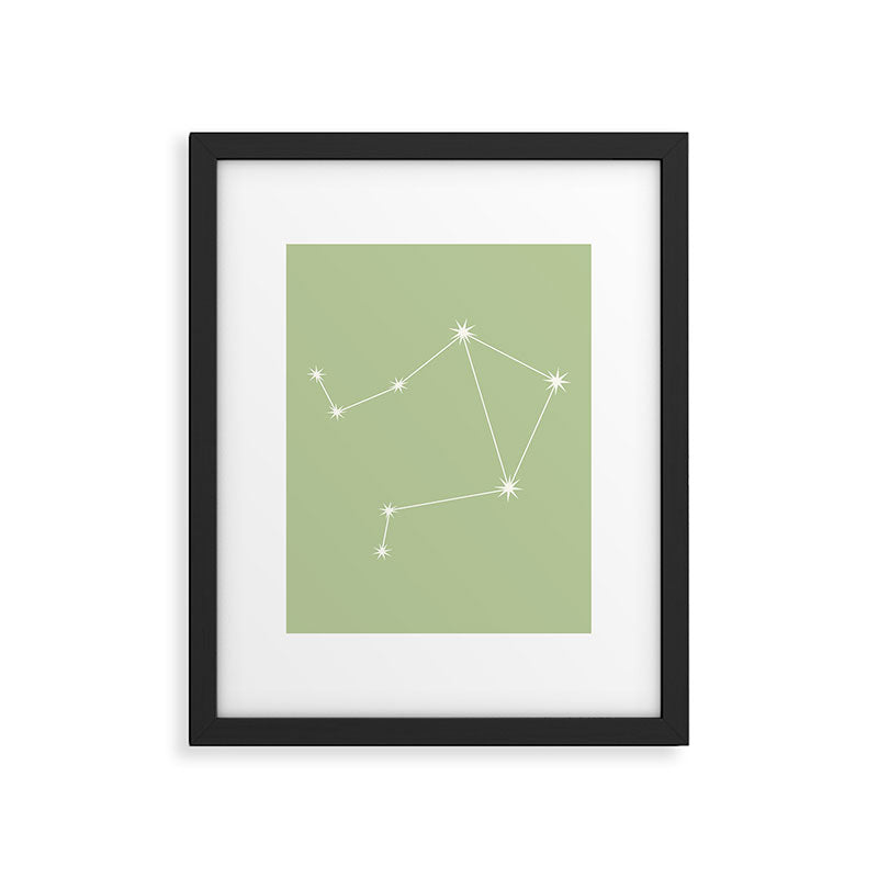 Libra Zodiac Star Constellation Line Art Soft Green Framed Art Print Gallery Image 6