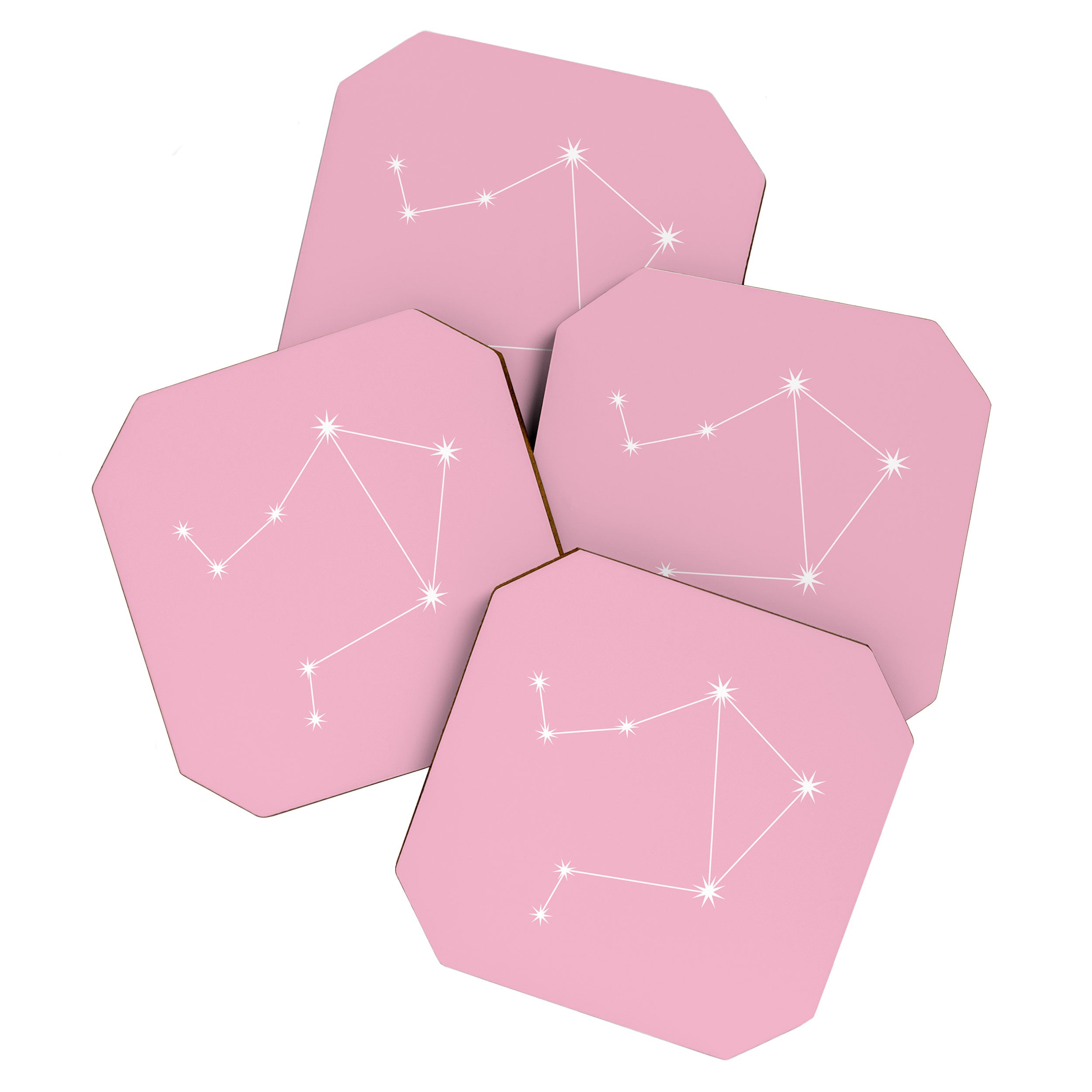 Libra Zodiac Star Constellation Line Art Soft Pink Coaster Gallery Image 1