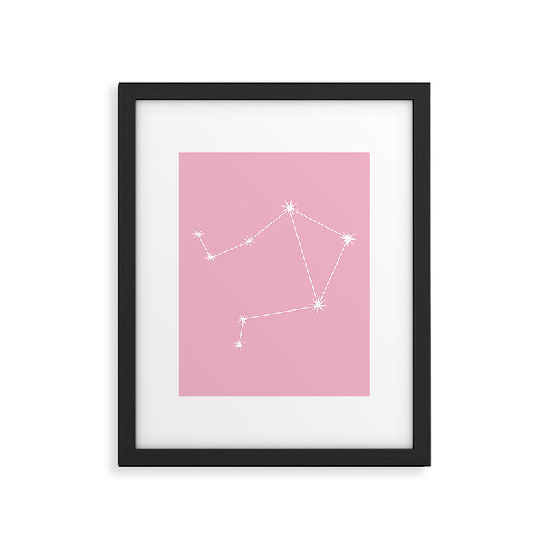 Libra Zodiac Star Constellation Line Art Soft Pink Framed Art Print Gallery Image 6