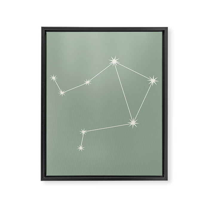 Libra Zodiac Star Constellation Line Art Soft Sage Framed Canvas Print Gallery Image 1
