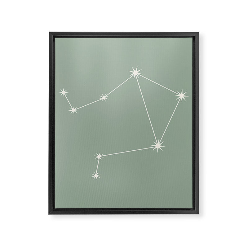 Libra Zodiac Star Constellation Line Art Soft Sage Framed Canvas Print Gallery Image 8