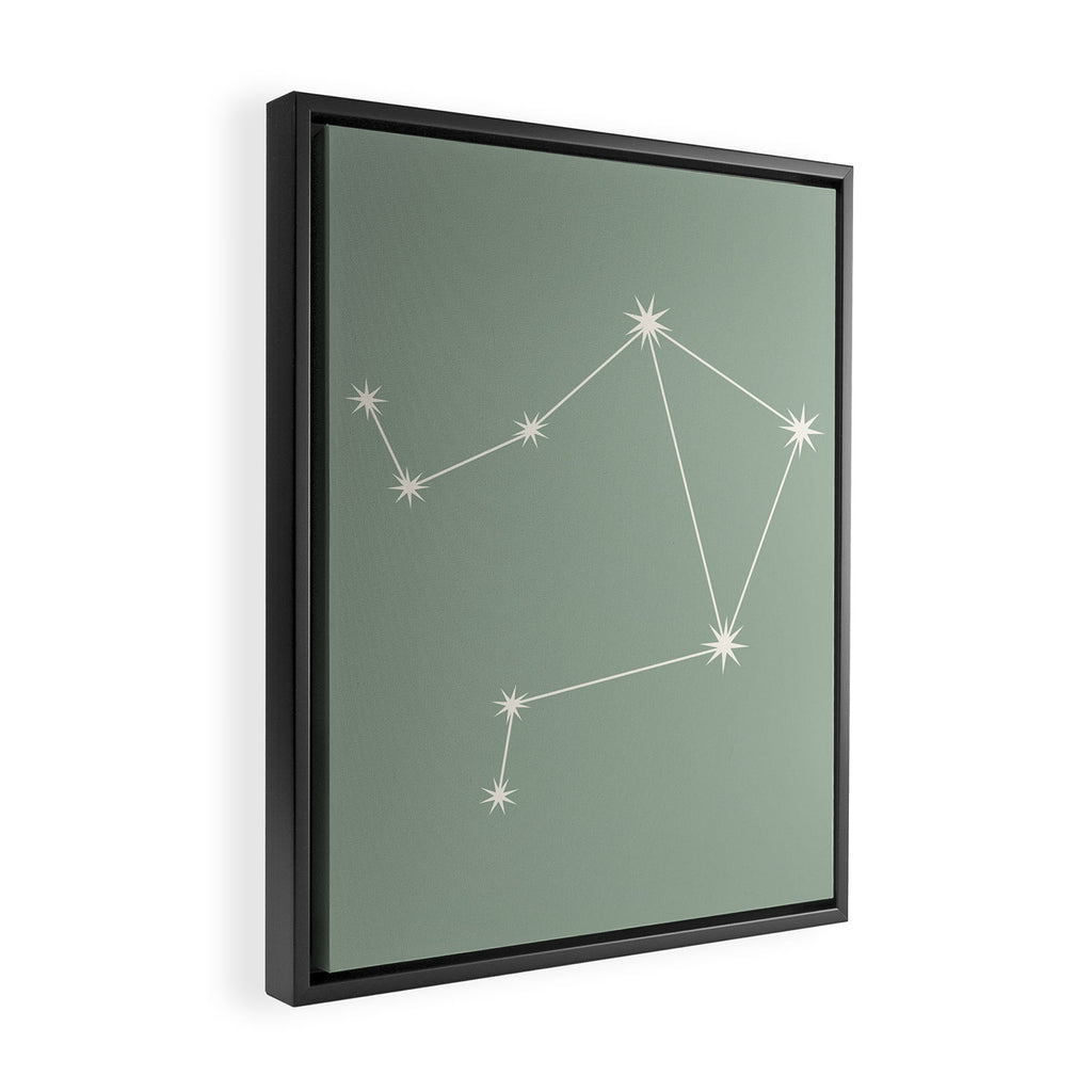 Libra Zodiac Star Constellation Line Art Soft Sage Framed Canvas Print Gallery Image 2
