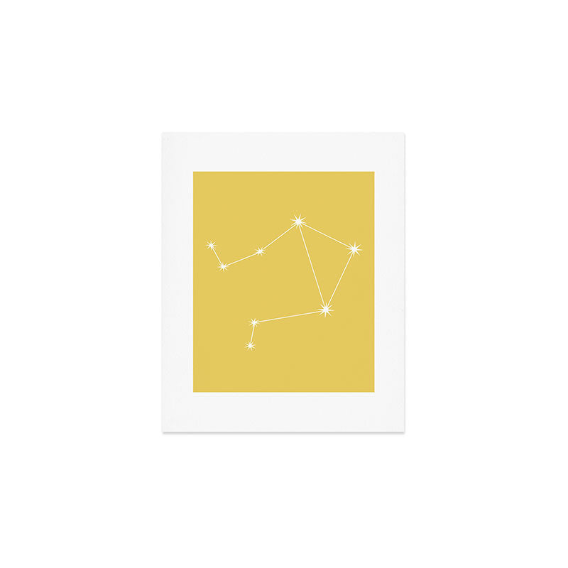 Libra Zodiac Star Constellation Line Art Soft Yellow Art Print Gallery Image 1