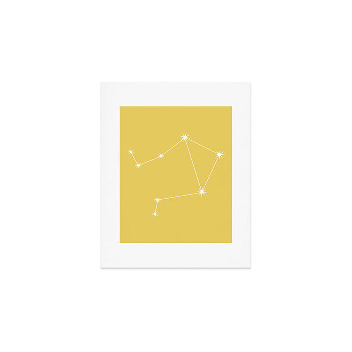 Libra Zodiac Star Constellation Line Art Soft Yellow Art Print Gallery Image 1