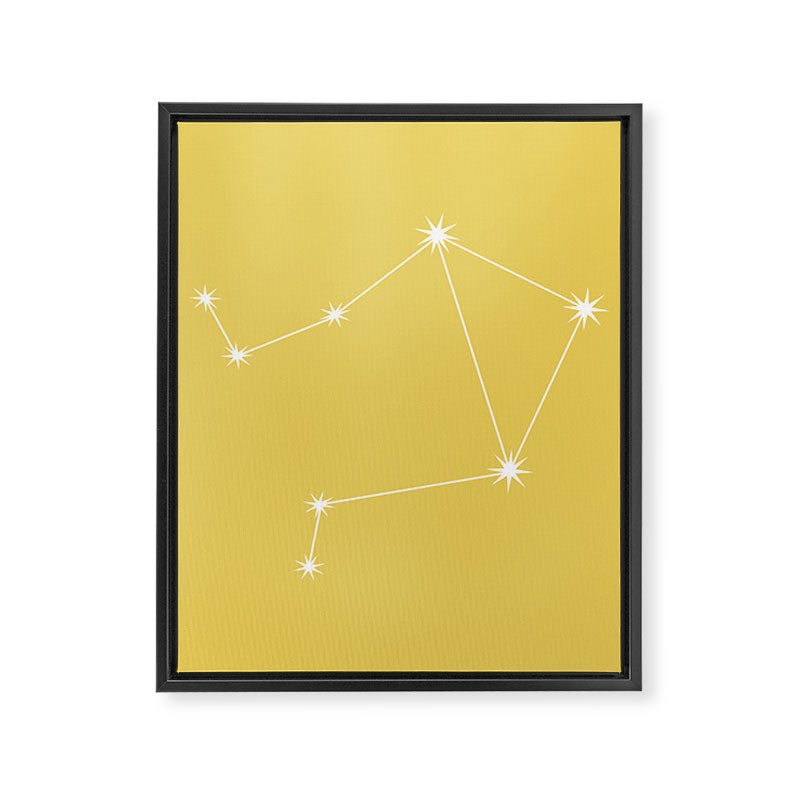 Libra Zodiac Star Constellation Line Art Soft Yellow Framed Canvas Print Gallery Image 8