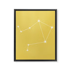 Libra Zodiac Star Constellation Line Art Soft Yellow Framed Canvas Print Gallery Image 8