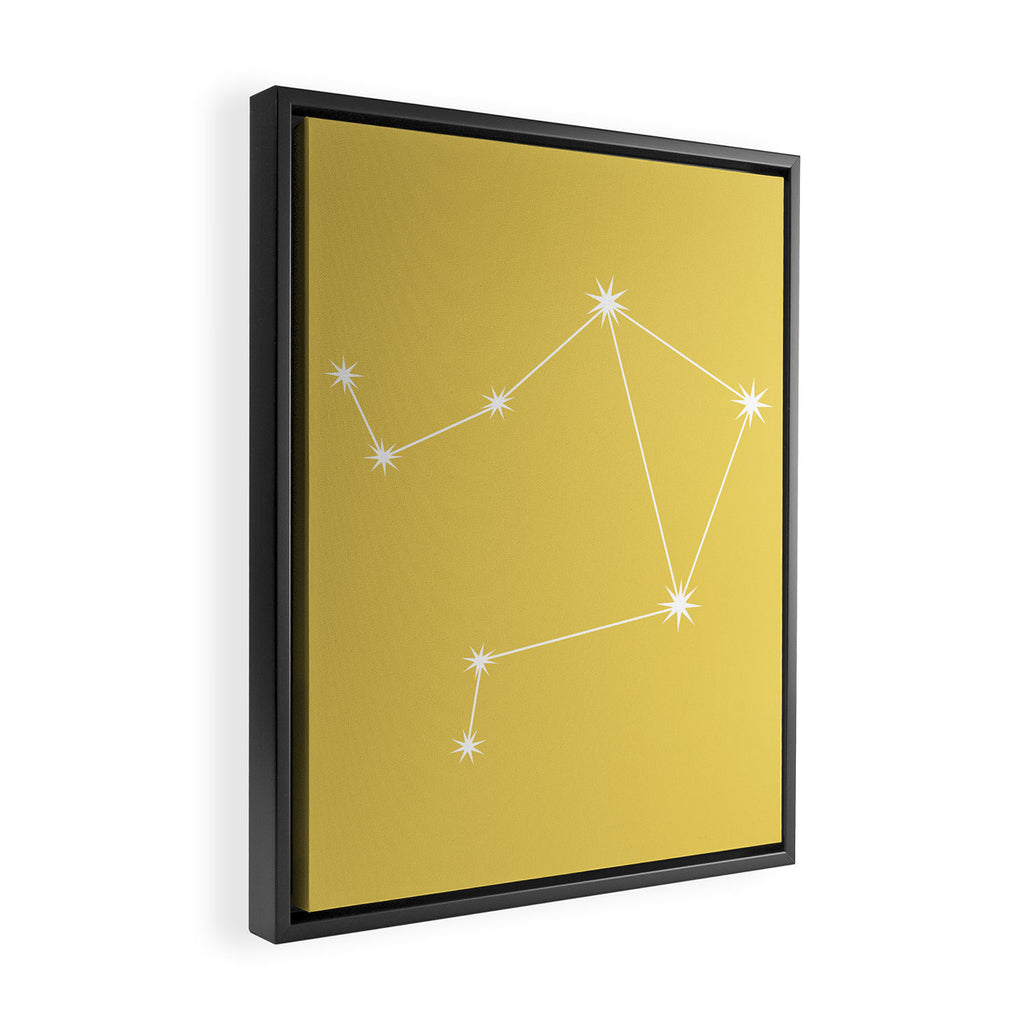 Libra Zodiac Star Constellation Line Art Soft Yellow Framed Canvas Print Gallery Image 2