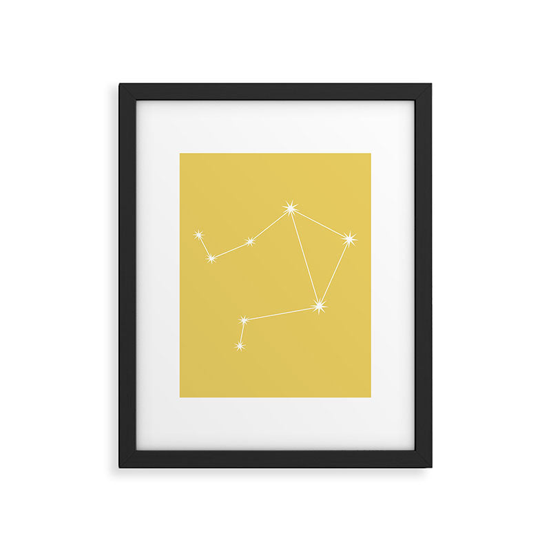 Libra Zodiac Star Constellation Line Art Soft Yellow Framed Art Print Gallery Image 6