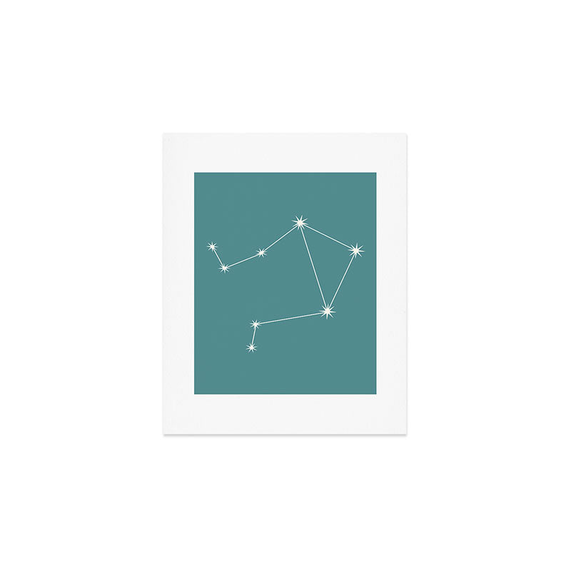 Libra Zodiac Star Constellation Line Art Teal Art Print Gallery Image 1