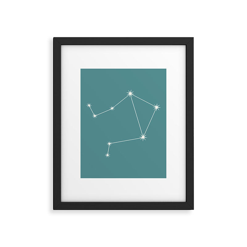 Libra Zodiac Star Constellation Line Art Teal Framed Art Print Gallery Image 6