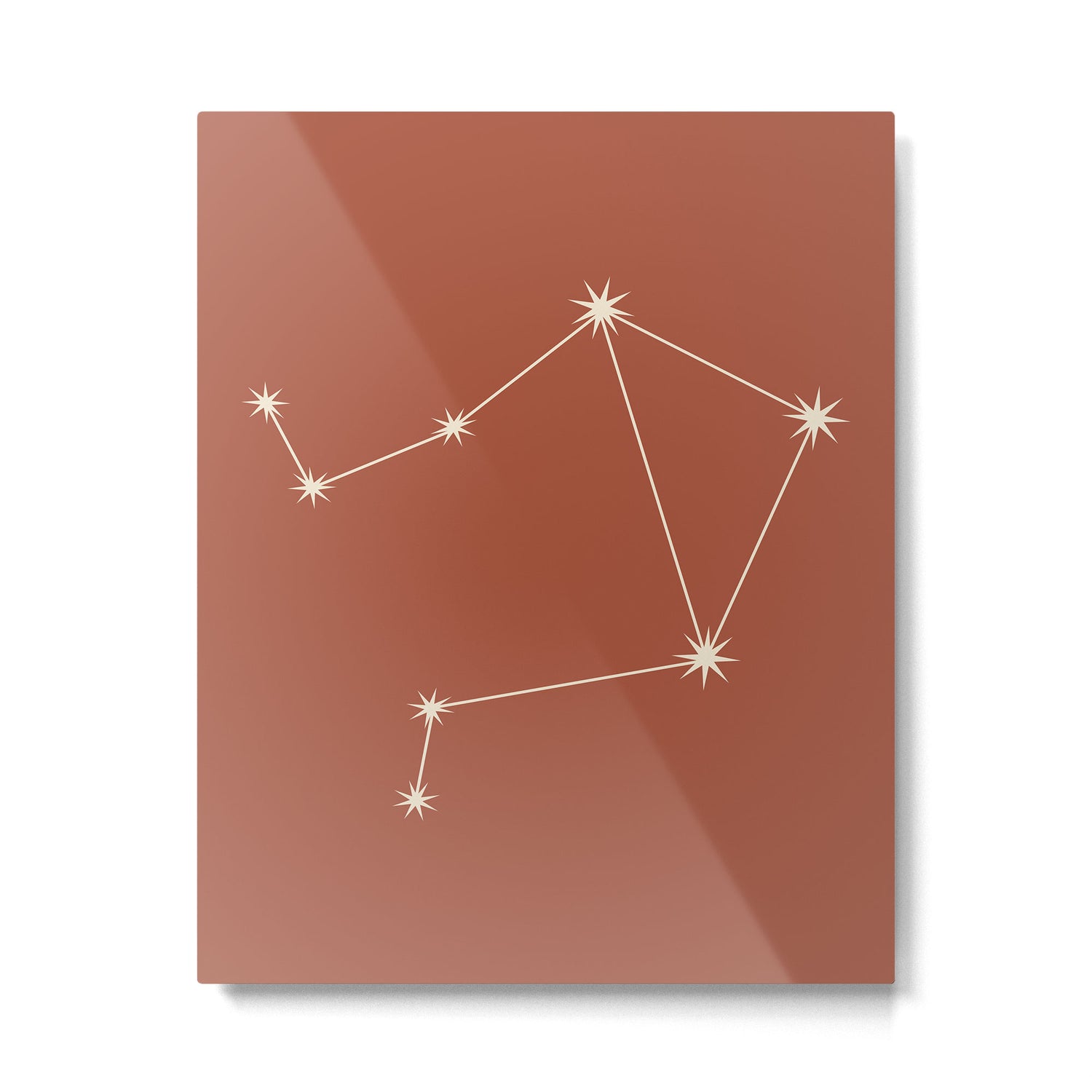 Libra Zodiac Star Constellation Line Art Terracotta Red Metal Print Gallery Image 6
