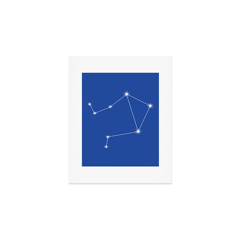 Libra Zodiac Star Constellation Line Art Vibrant Blue Art Print Gallery Image 1