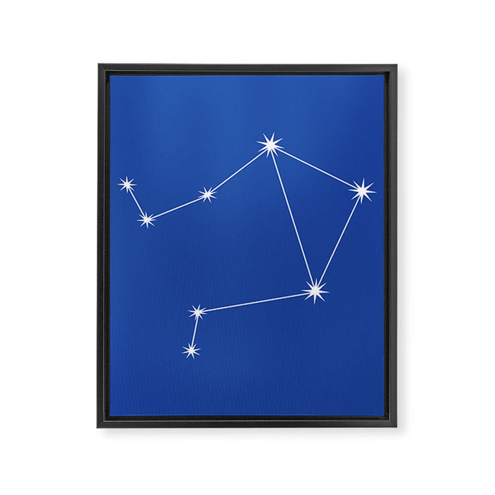 Libra Zodiac Star Constellation Line Art Vibrant Blue Framed Canvas Print Gallery Image 1