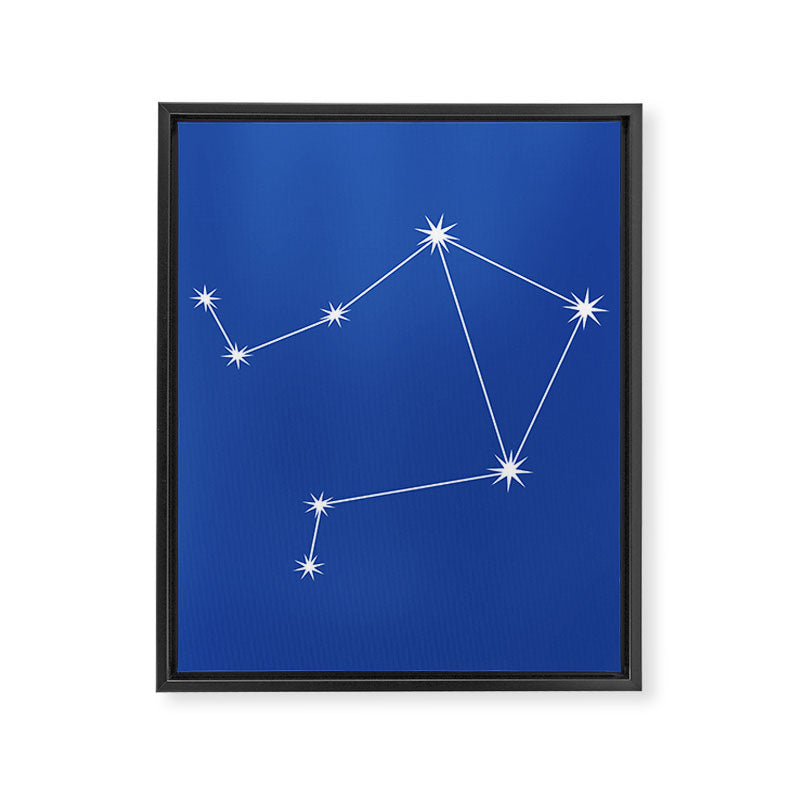 Libra Zodiac Star Constellation Line Art Vibrant Blue Framed Canvas Print Gallery Image 8