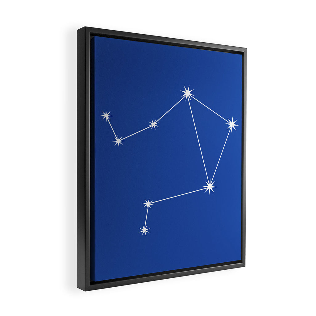 Libra Zodiac Star Constellation Line Art Vibrant Blue Framed Canvas Print Gallery Image 2