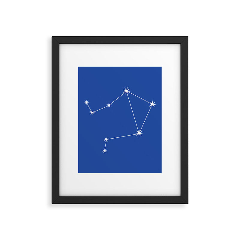 Libra Zodiac Star Constellation Line Art Vibrant Blue Framed Art Print Gallery Image 6