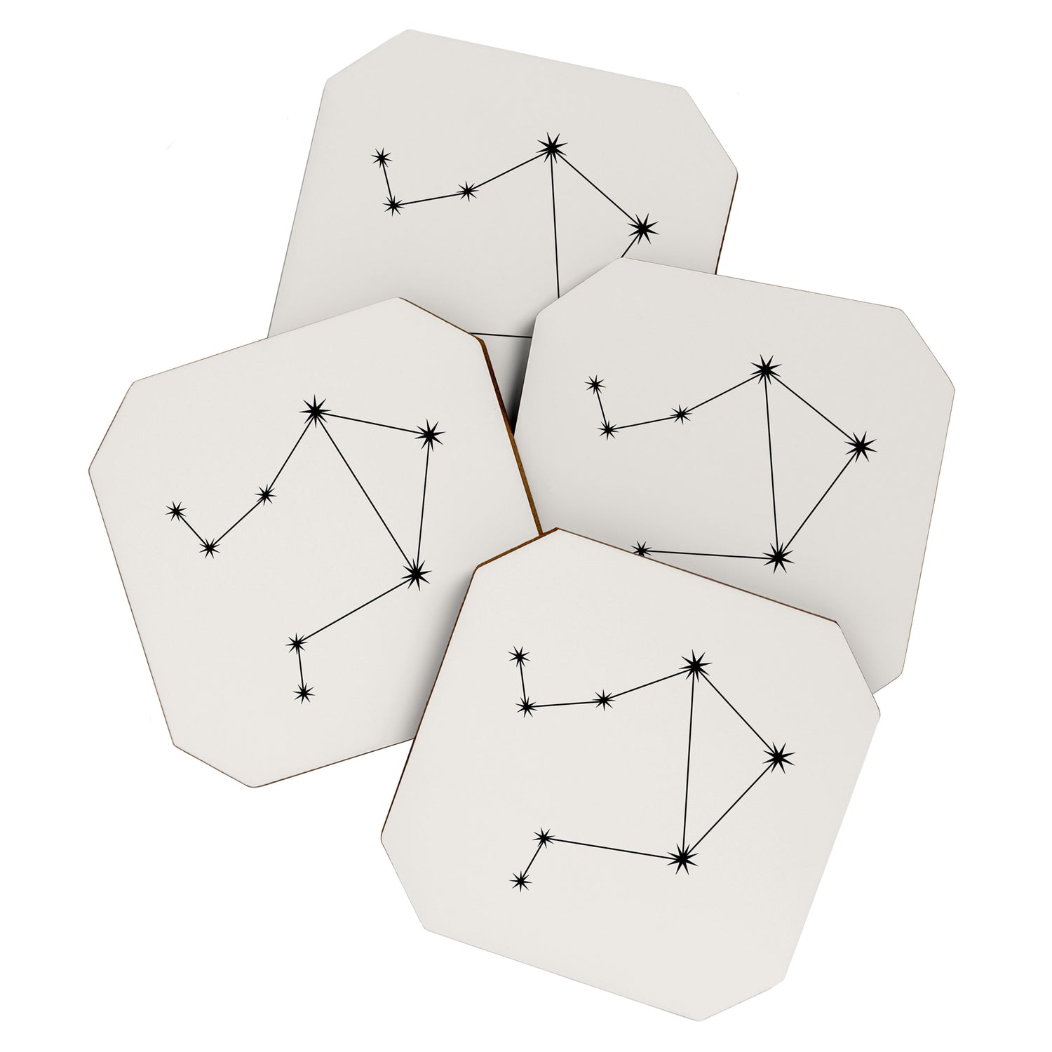 Libra Zodiac Star Constellation Line Art White Coaster Gallery Image 1