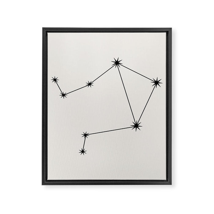 Libra Zodiac Star Constellation Line Art White Framed Canvas Print Gallery Image 1