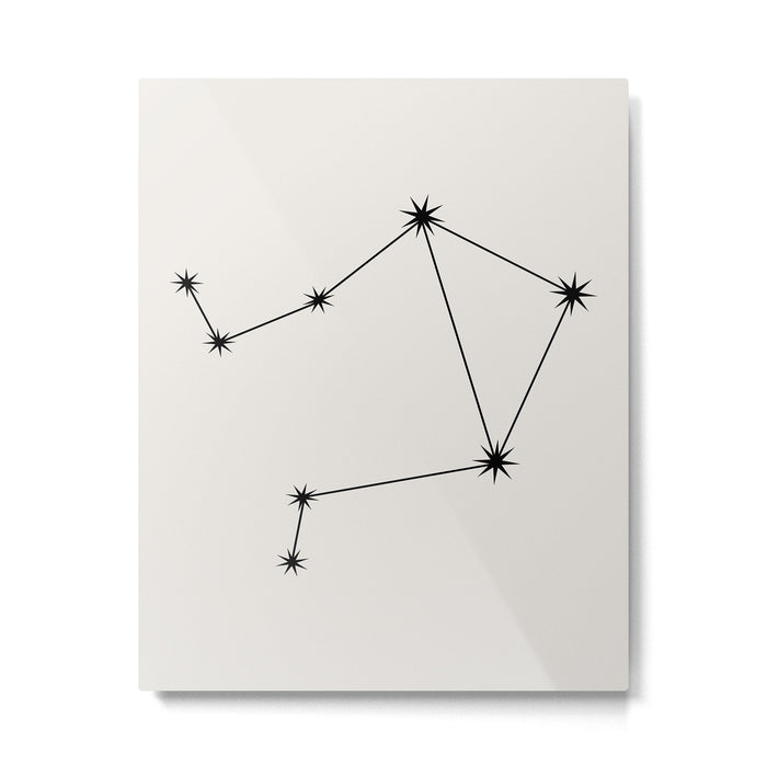 Libra Zodiac Star Constellation Line Art White Metal Print Gallery Image 1