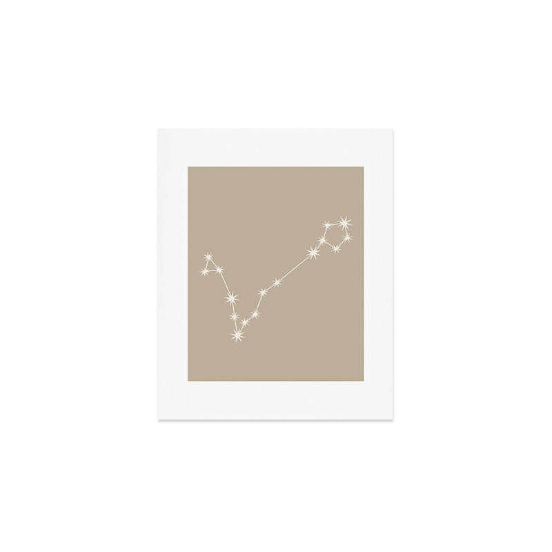 Pisces Zodiac Star Constellation Line Art Beige Art Print Gallery Image 1