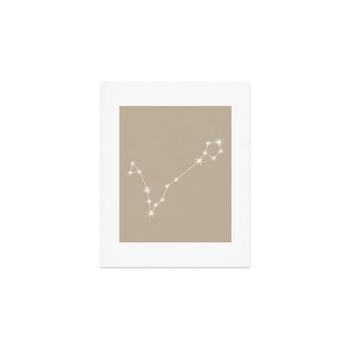 Pisces Zodiac Star Constellation Line Art Beige Art Print Gallery Image 1