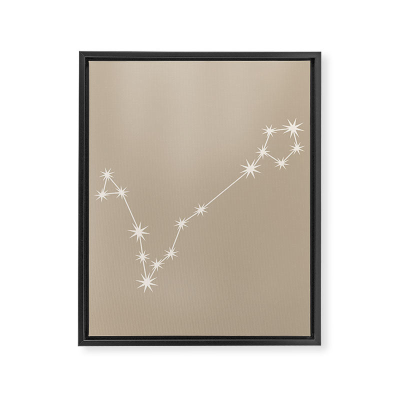 Pisces Zodiac Star Constellation Line Art Beige Framed Canvas Print Gallery Image 8