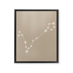 Pisces Zodiac Star Constellation Line Art Beige Framed Canvas Print Gallery Image 8