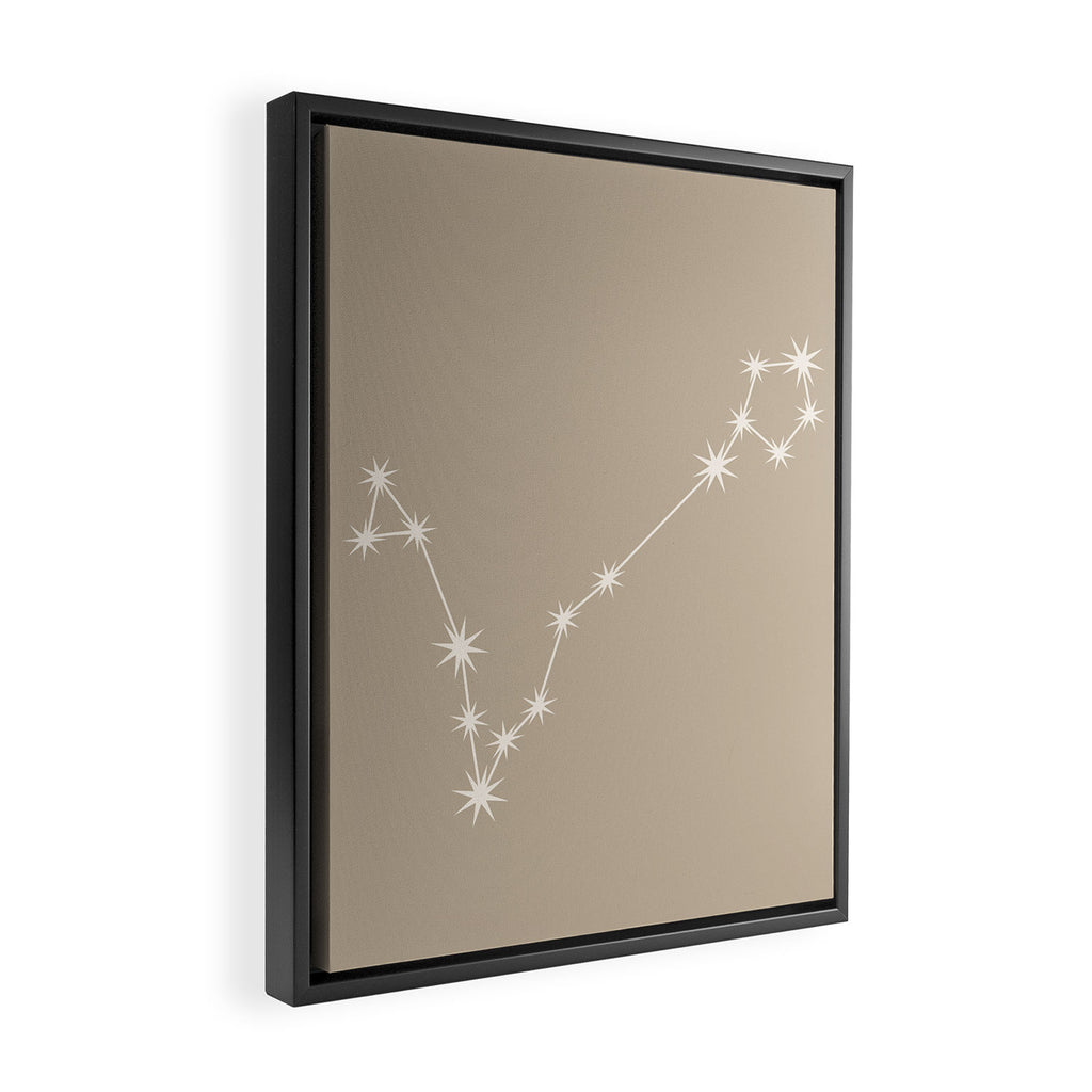 Pisces Zodiac Star Constellation Line Art Beige Framed Canvas Print Gallery Image 2