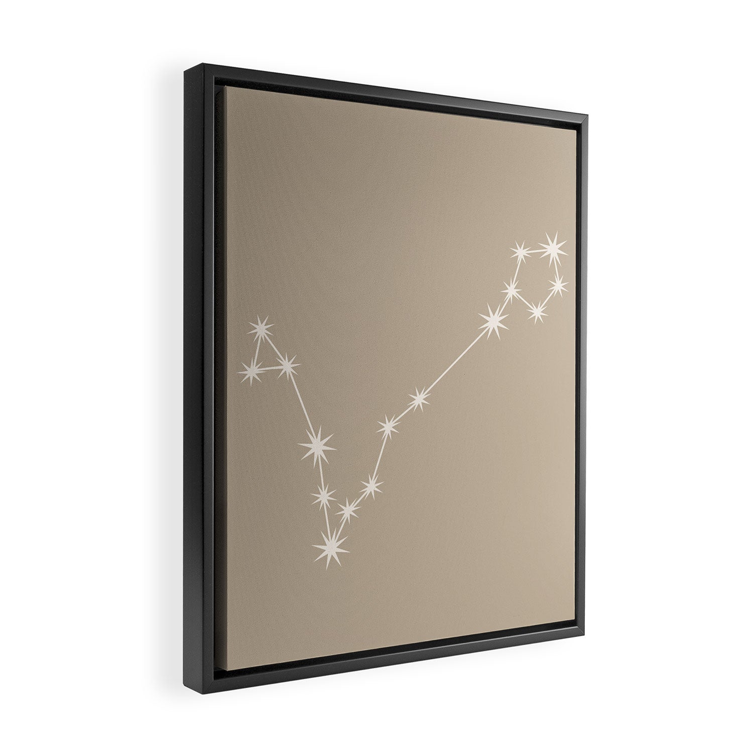 Pisces Zodiac Star Constellation Line Art Beige Framed Canvas Print Gallery Image 2