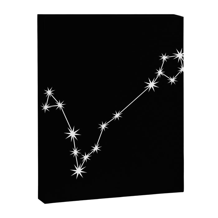 Pisces Zodiac Star Constellation Line Art Black Canvas Print Gallery Image 1