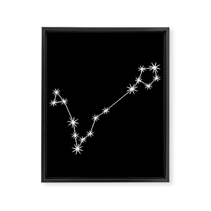 Pisces Zodiac Star Constellation Line Art Black Framed Canvas Print Gallery Image 1