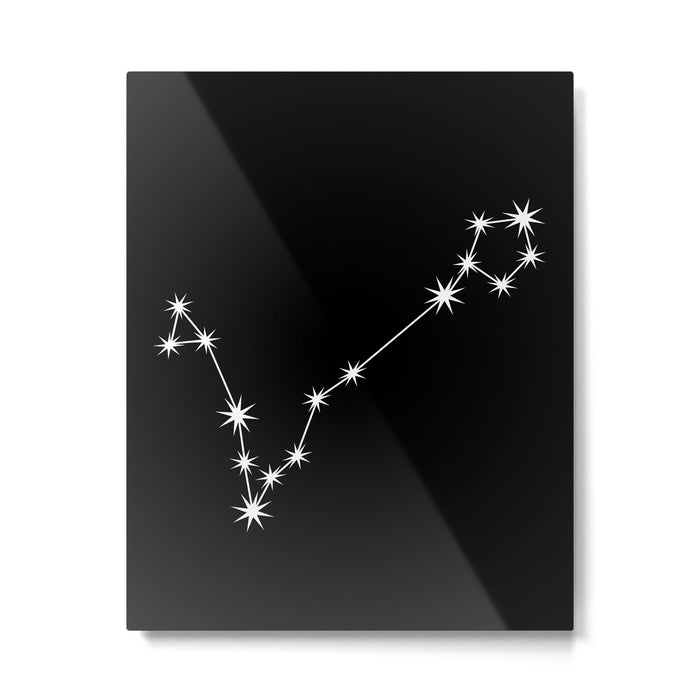 Pisces Zodiac Star Constellation Line Art Black Metal Print Gallery Image 1