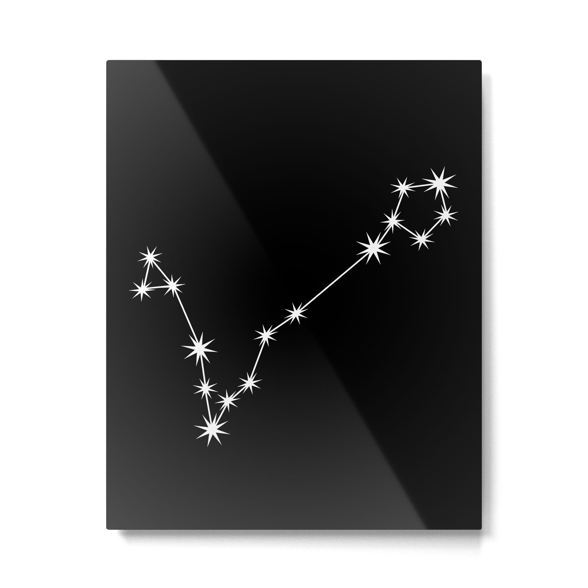 Pisces Zodiac Star Constellation Line Art Black Metal Print Gallery Image 6