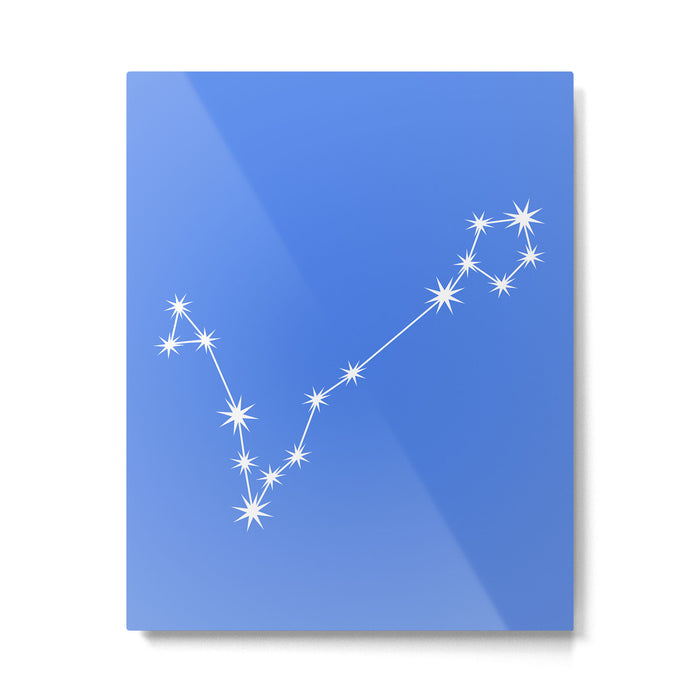 Pisces Zodiac Star Constellation Line Art Bright Blue Metal Print Gallery Image 1