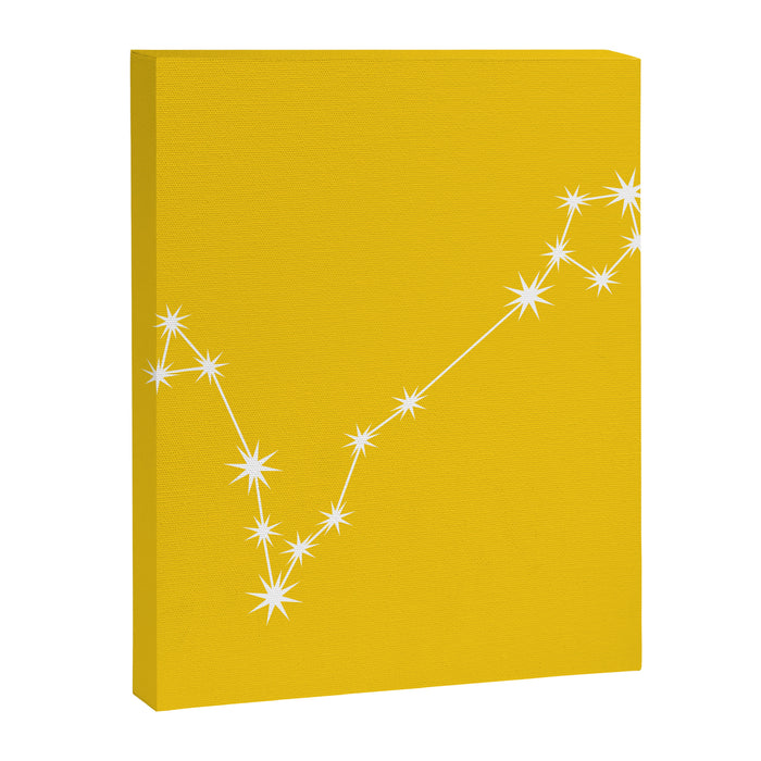 Pisces Zodiac Star Constellation Line Art Bright Yellow Canvas Print Gallery Image 1