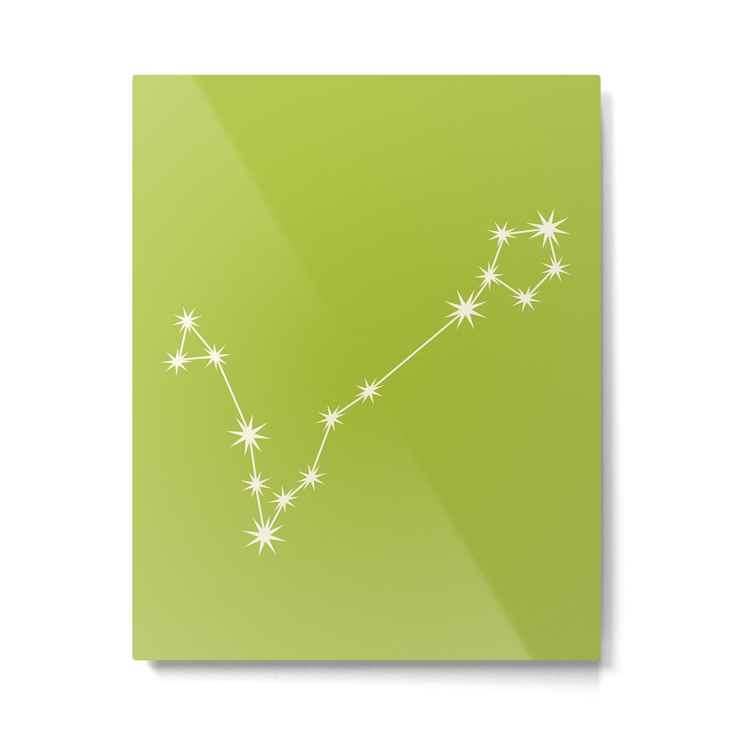 Pisces Zodiac Star Constellation Line Art Chartreuse Green Metal Print Gallery Image 6