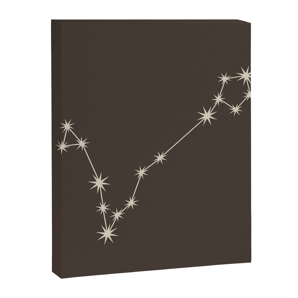 Pisces Zodiac Star Constellation Line Art Coffee Brown Canvas Print Gallery Image 8