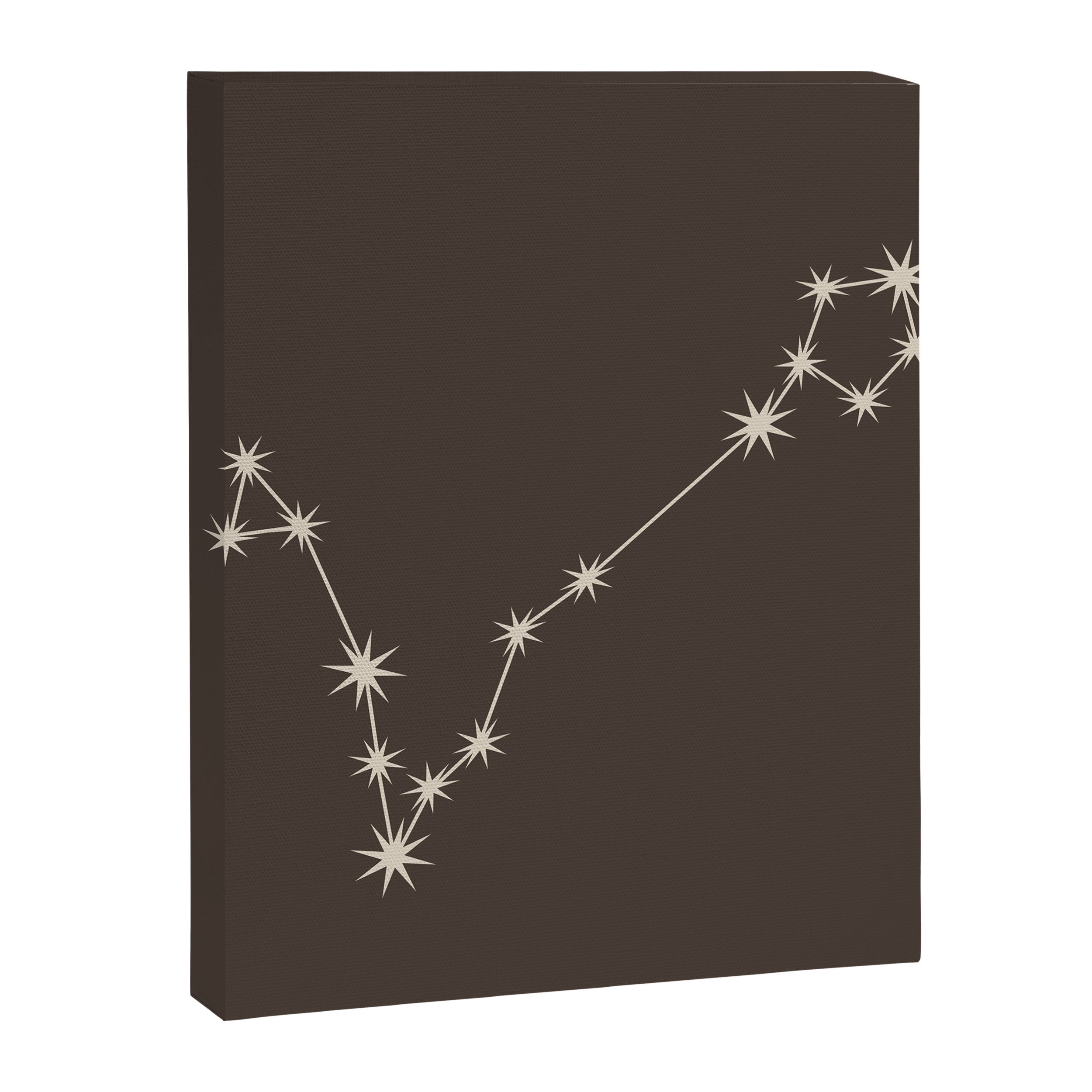 Pisces Zodiac Star Constellation Line Art Coffee Brown Canvas Print Gallery Image 8