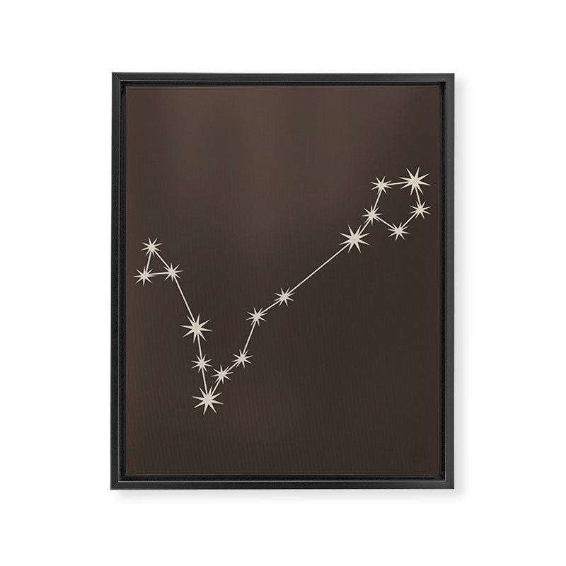 Pisces Zodiac Star Constellation Line Art Coffee Brown Framed Canvas Print Gallery Image 8