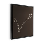 Pisces Zodiac Star Constellation Line Art Coffee Brown Framed Canvas Print Gallery Image 2